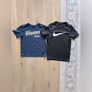 Blue Seattle Seahawks The Nike Tee Boys Dri-Fit Med 5/6 & Black Dri-Fit Boys Sm